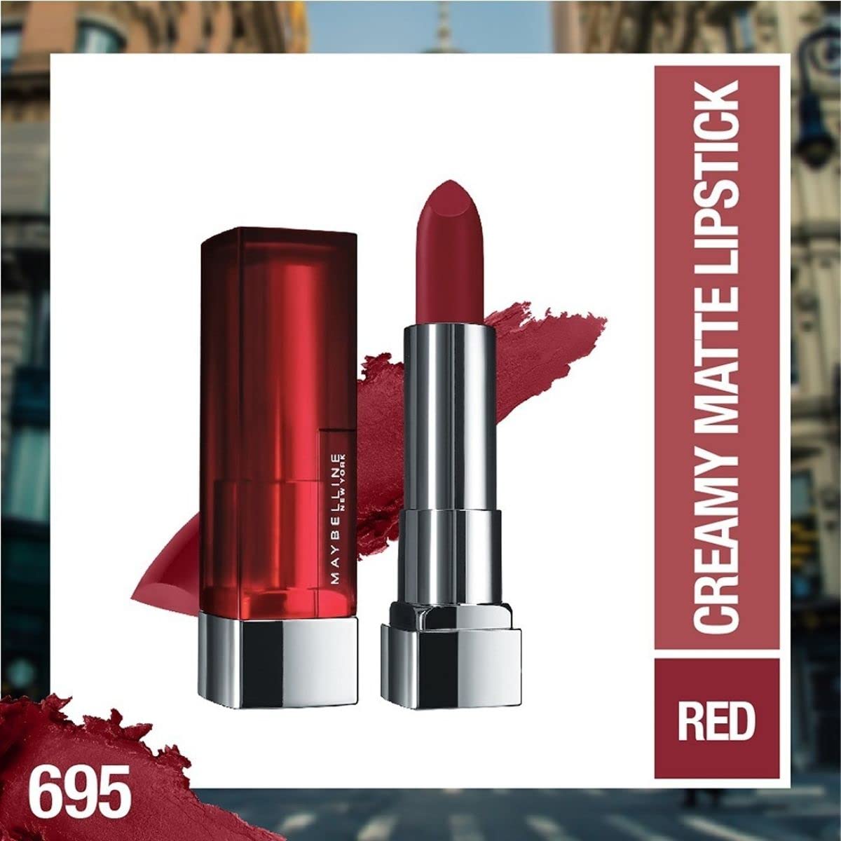 Maybelline New York Matte Lipstick, Intense Colour, Moisturised Lips, Color Sensational Creamy Matte, 695 Divine Wine, 3.9g | Online Shop