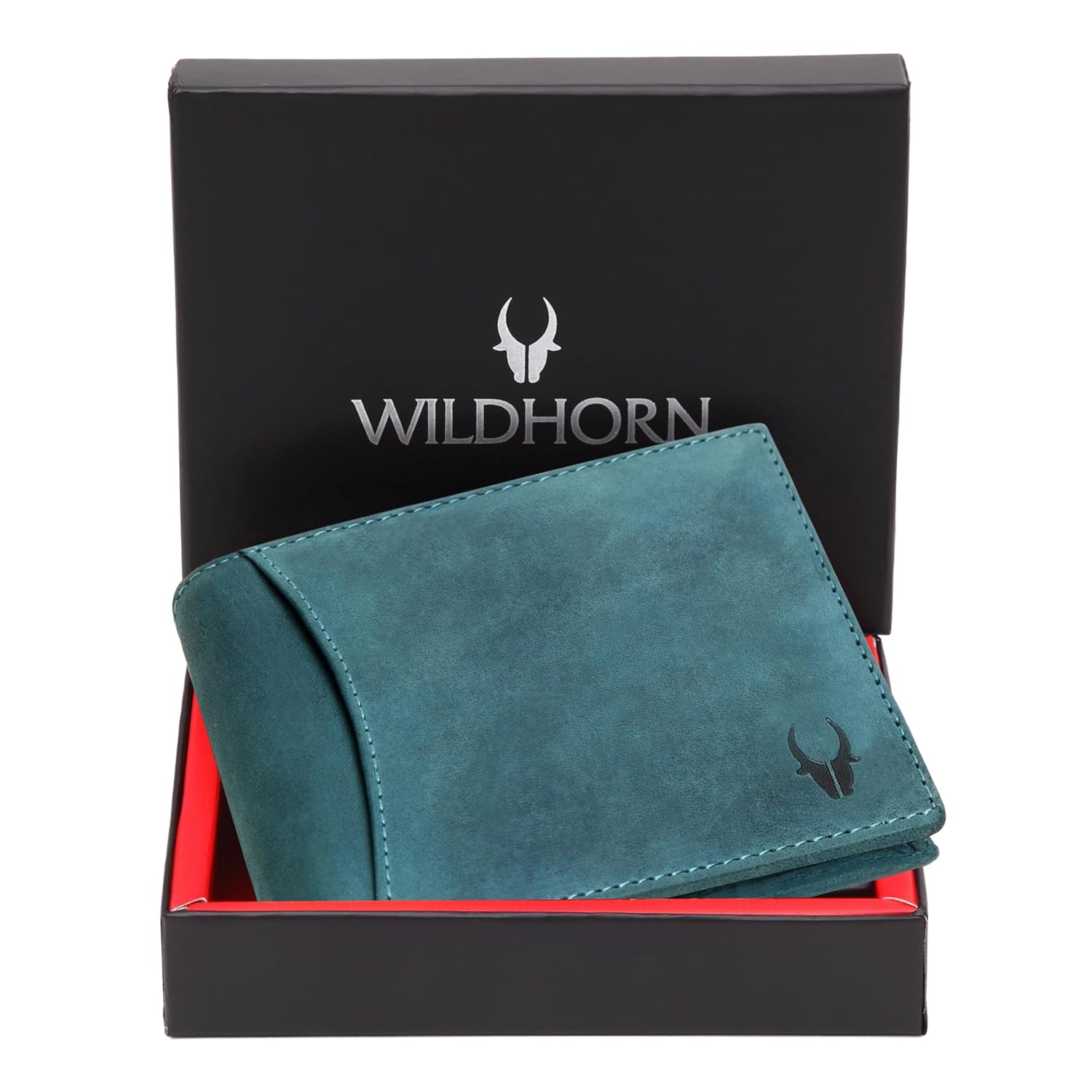 WildHorn Blue Leather Wallet for Men I 9 Card Slots I 2 Currency & 2 Secret Compartments I 1 Zipper & 3 ID Card Slots