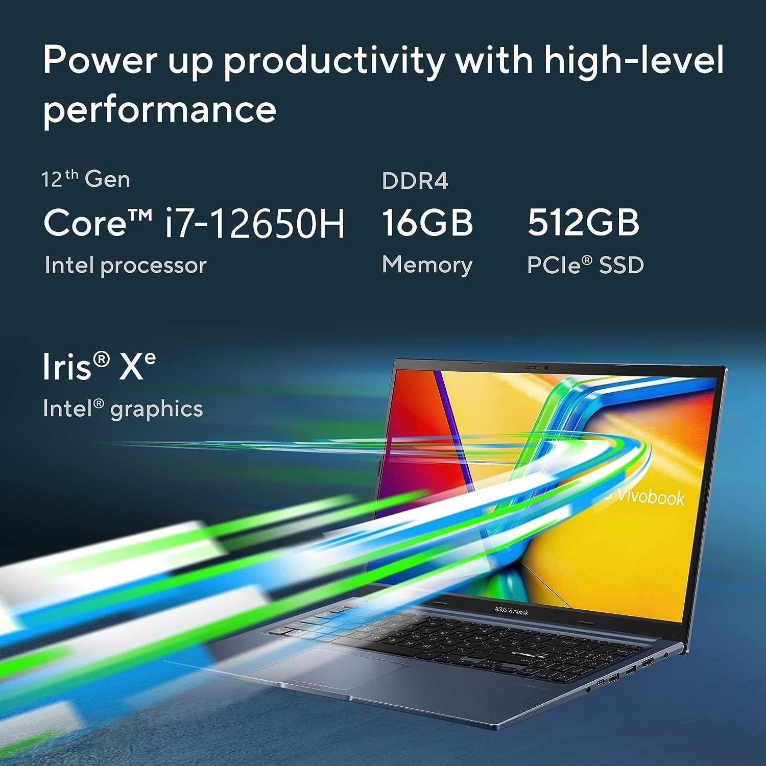 ASUS Vivobook 15, Intel Core i7-12650H 12th Gen, 15.6" (39.62 cm) FHD, Thin and Light Laptop (16GB/512GB/Win11/Office 2021/Blue/1.7 kg) | Online Shop